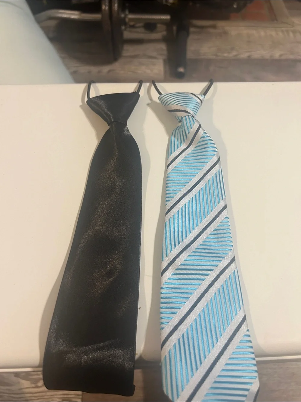 Kids' Two-Pack Ties in Black & Light Blue Stripe